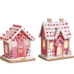 Outlet The Jolly Christmas Shop Raz 8.5" Or 11.5" Lighted Pink Gingerbread House