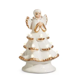 Hot The Jolly Christmas Shop Raz 8" Or 13" Lighted Vintage Angel Ivory And Gold Ceramic Christmas Tree Decoration