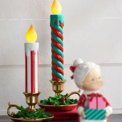 New The Jolly Christmas Shop Raz 14.5" Or 17.5" Multicolor Lighted Striped Christmas Candles Decoration