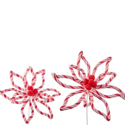 The Jolly Christmas Shop Raz 16.5" Or 24.5" Peppermint Floral Poinsettia Christmas Tree Pick
