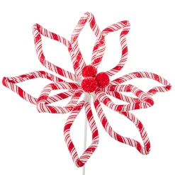 The Jolly Christmas Shop Raz 16.5" Or 24.5" Peppermint Floral Poinsettia Christmas Tree Pick