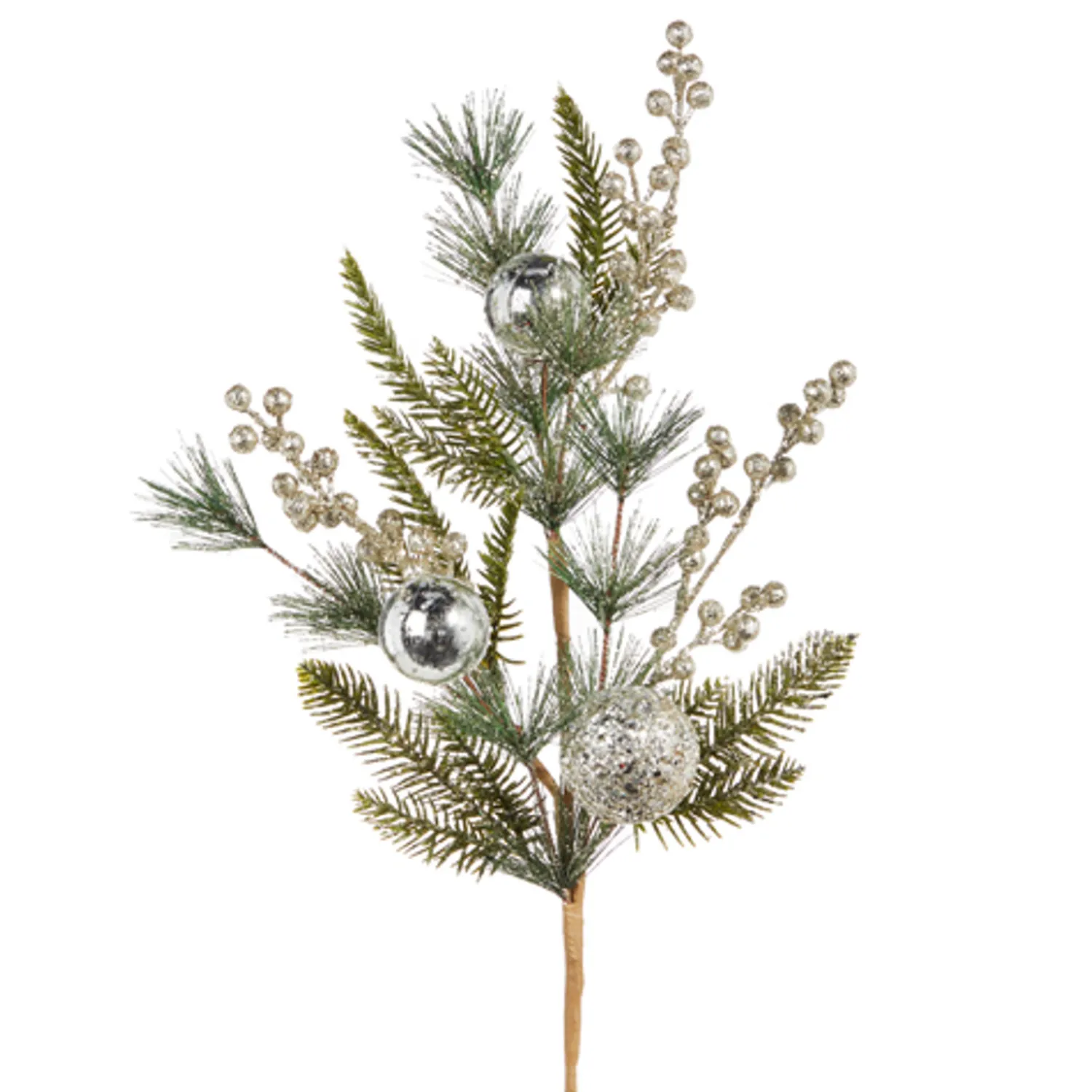Online The Jolly Christmas Shop Raz 16" Or 27" Pine And Berry With Silver Ball Ornament Christmas Tree Spray