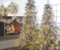 New The Jolly Christmas Shop Raz 7.5' Or 9' Pre Lit Flocked Pine Christmas Tree