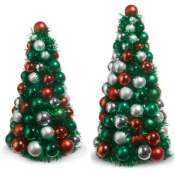 Hot The Jolly Christmas Shop Raz 13" Or 15.5" Red And Green Ball Ornament Tree Christmas Decoration