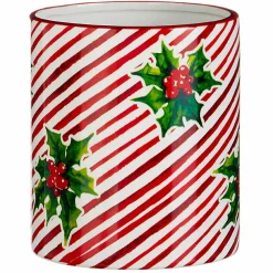 Online The Jolly Christmas Shop Raz 5.75" Or 12" Red And White Striped Holly Berry Christmas Container