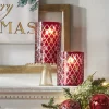 The Jolly Christmas Shop Raz 6.25" Or 8.5" Red Etched Christmas Container Or Candle Holder
