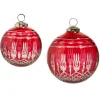 The Jolly Christmas Shop Raz 4" Or 5" Red Etched Glass Ball Christmas Ornament