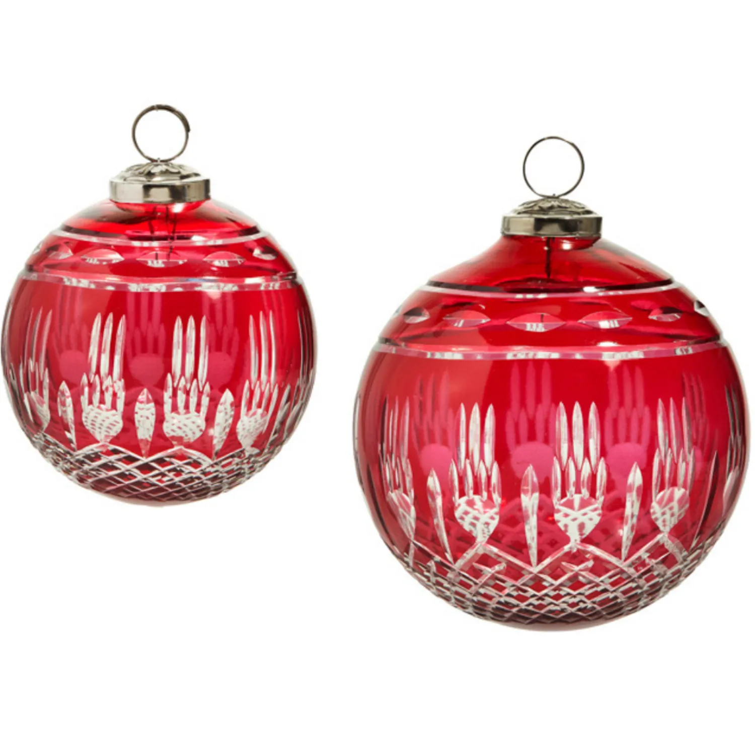 The Jolly Christmas Shop Raz 4" Or 5" Red Etched Glass Ball Christmas Ornament