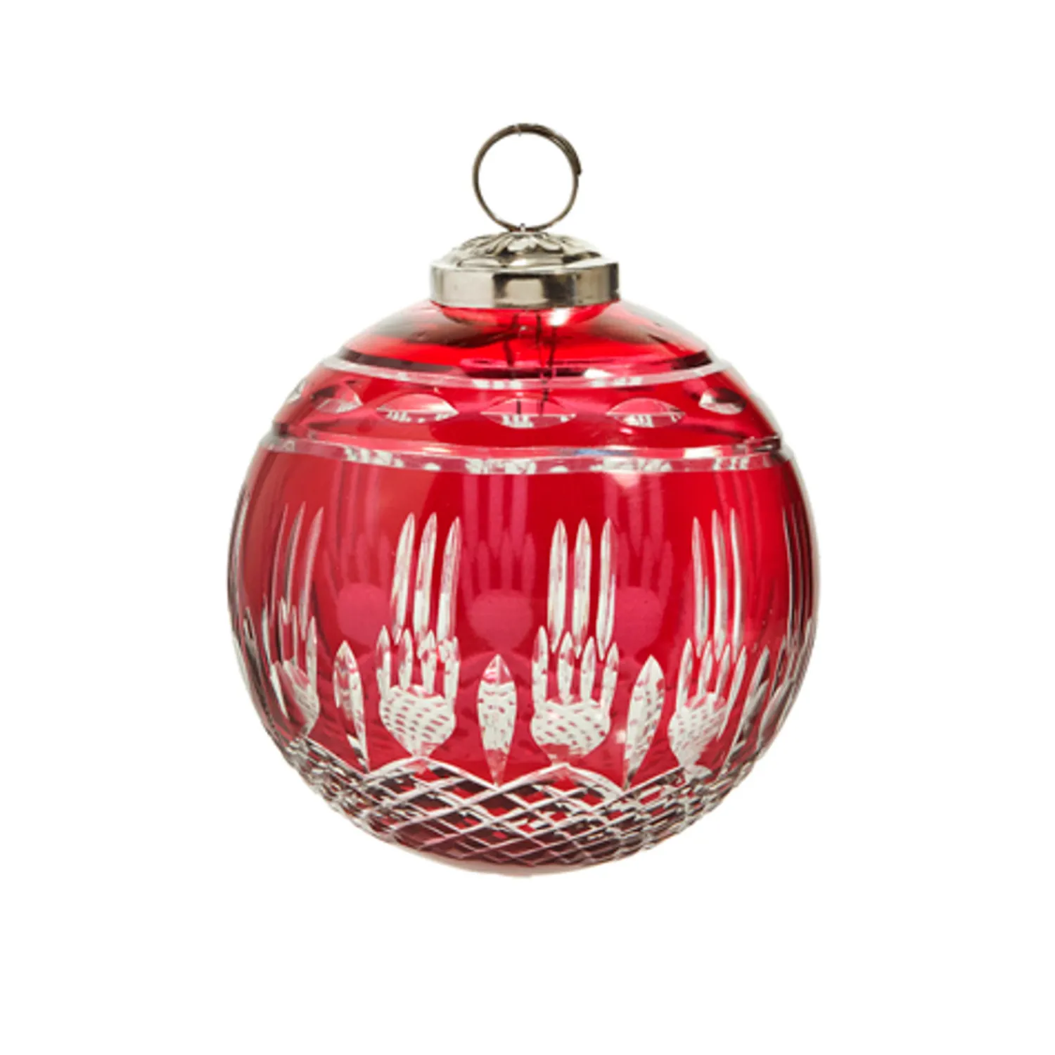 The Jolly Christmas Shop Raz 4" Or 5" Red Etched Glass Ball Christmas Ornament