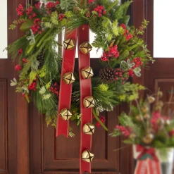 Discount The Jolly Christmas Shop Raz 24" Or 32" Red Sleigh Bell Door Hanger Christmas Decoration