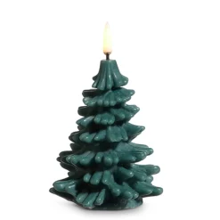 Hot The Jolly Christmas Shop Raz 5.5" Or 7" Uyuni Pine Green Tree Round Battery Operated Candle With Lighted Flickering Wick