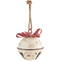 New The Jolly Christmas Shop Raz 11" Or 13.75" White Glittered Jingle Bell With Red Bow Christmas Ornament