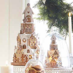 Discount The Jolly Christmas Shop Raz 8.5" Or 16" White Icing Lighted Round Christmas Gingerbread House Decoration