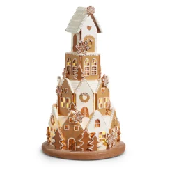 Discount The Jolly Christmas Shop Raz 8.5" Or 16" White Icing Lighted Round Christmas Gingerbread House Decoration