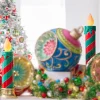 Hot The Jolly Christmas Shop Raz 29" Or 38"Large Red And Green Striped Lighted Candle Christmas Decoration