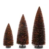 Best The Jolly Christmas Shop Raz 15" Orange And Black Flocked Bottle Brush Halloween Trees 4415633