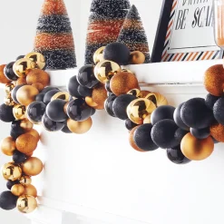 The Jolly Christmas Shop Raz 6' Orange And Black Halloween Ball Garland G4032008