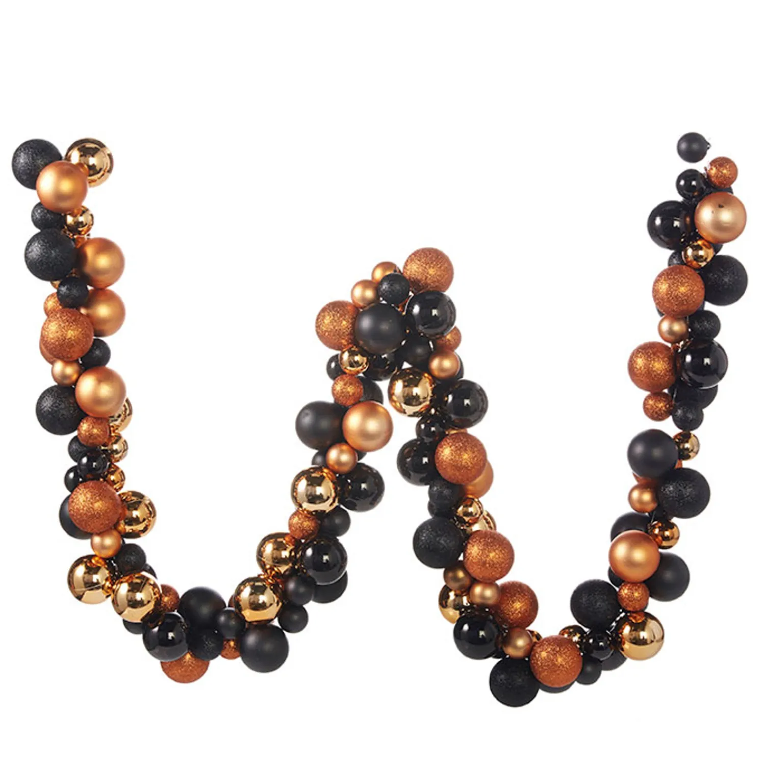 The Jolly Christmas Shop Raz 6' Orange And Black Halloween Ball Garland G4032008