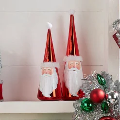 The Jolly Christmas Shop Raz 12" Painted Cone Santa Christmas Figures Set Of 2 4415571