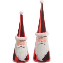 The Jolly Christmas Shop Raz 12" Painted Cone Santa Christmas Figures Set Of 2 4415571