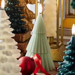Online The Jolly Christmas Shop Raz 6" Pale Green Christmas Tree Battery Operated Candle Lighted Flickering Flame 4432917