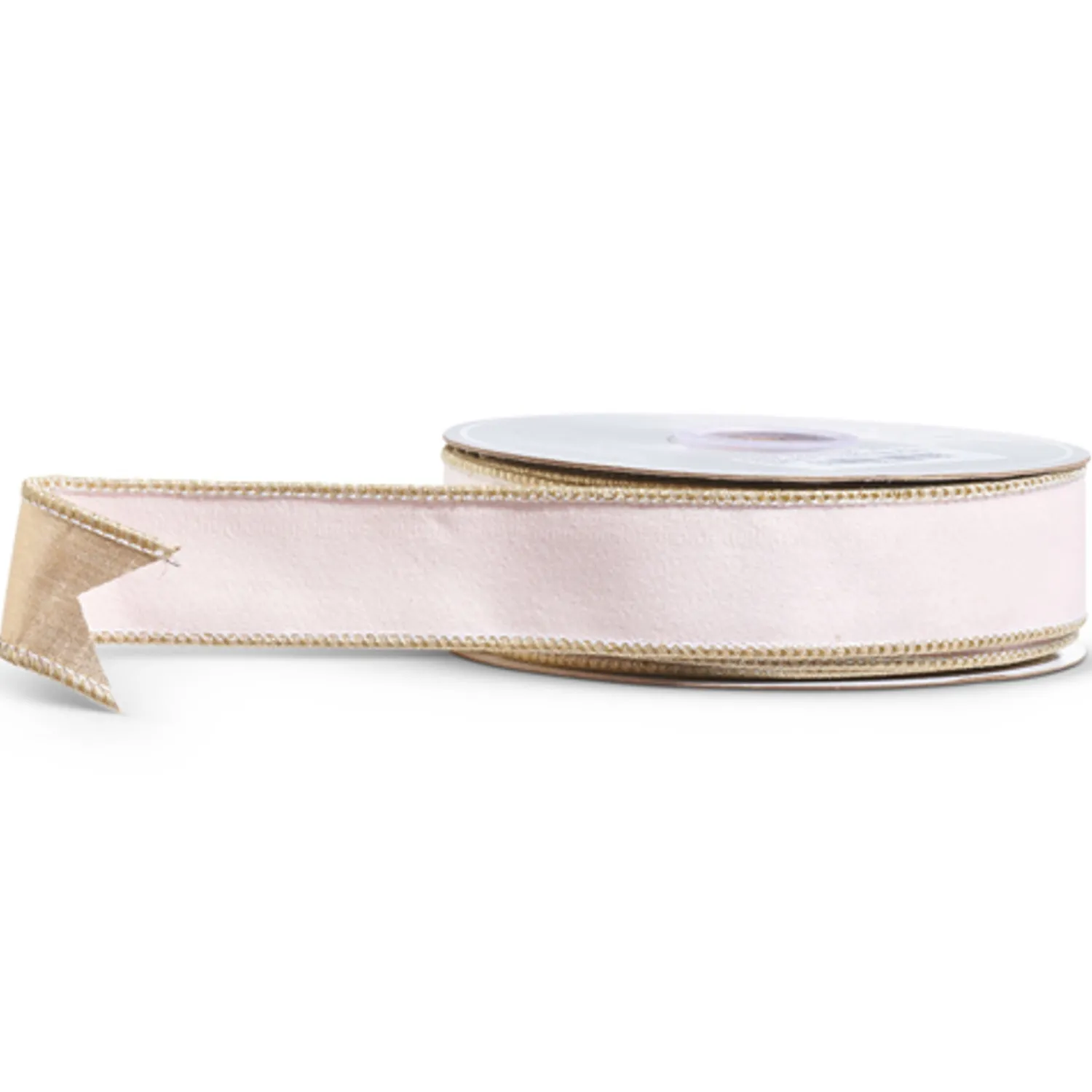 Outlet The Jolly Christmas Shop Raz 1.5" Pale Pink With Gold Trim Wired Christmas Ribbon R4427748