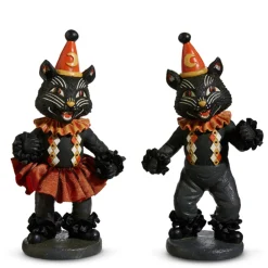 The Jolly Christmas Shop Raz 9" Party Scaredy Black Cat Halloween Figures Set Of 2 4407013