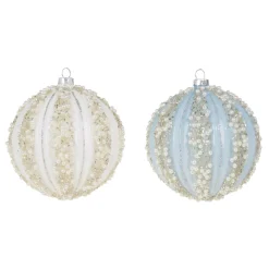 The Jolly Christmas Shop Raz 4" Pearl Beaded Glass Ball Christmas Ornament 4320039