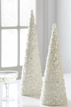 Best The Jolly Christmas Shop Raz 17" Pearl Cone Tree Christmas Decoration Set Of 2 4406674