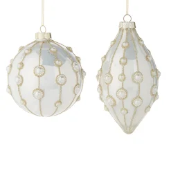Sale The Jolly Christmas Shop Raz 4" Pearl Embellished White Glass Christmas Ornament 4222818