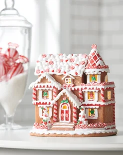 Sale The Jolly Christmas Shop Raz 11" Peppermint Christmas Gingerbread House Decoration 4416281