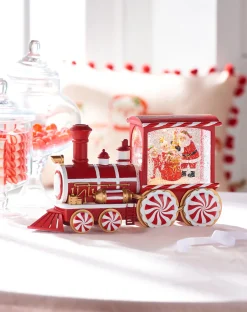 Best The Jolly Christmas Shop Raz 12.5" Peppermint Elves Musical Lighted Water Globe Train 4300753