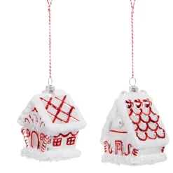 Best The Jolly Christmas Shop Raz 3.5" Peppermint Gingerbread House Glass Christmas Ornament 4324507