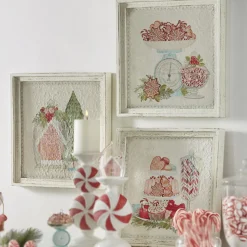 Sale The Jolly Christmas Shop Raz 14" Peppermint Parlor Textured Paper Framed Christmas Wall Art 4159152