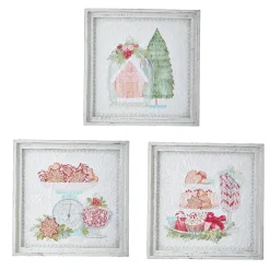 Sale The Jolly Christmas Shop Raz 14" Peppermint Parlor Textured Paper Framed Christmas Wall Art 4159152