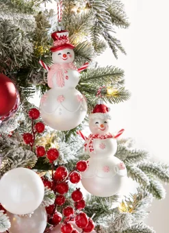 Discount The Jolly Christmas Shop Raz 6.25" Peppermint Snowman Glass Christmas Ornament 4352876