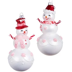 Discount The Jolly Christmas Shop Raz 6.25" Peppermint Snowman Glass Christmas Ornament 4352876