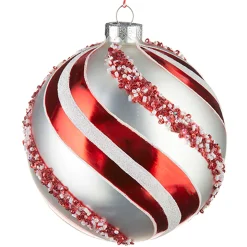 The Jolly Christmas Shop Raz 5" Peppermint Swirl Glass Ball Christmas Ornament 4220960
