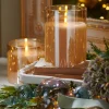 New The Jolly Christmas Shop Raz 6" Pillar Battery Operated Flickering Candle In Gold Glass
