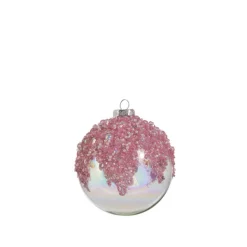 Hot The Jolly Christmas Shop Raz 4" Pink Beaded Iridescent Glass Christmas Ornament 4422913