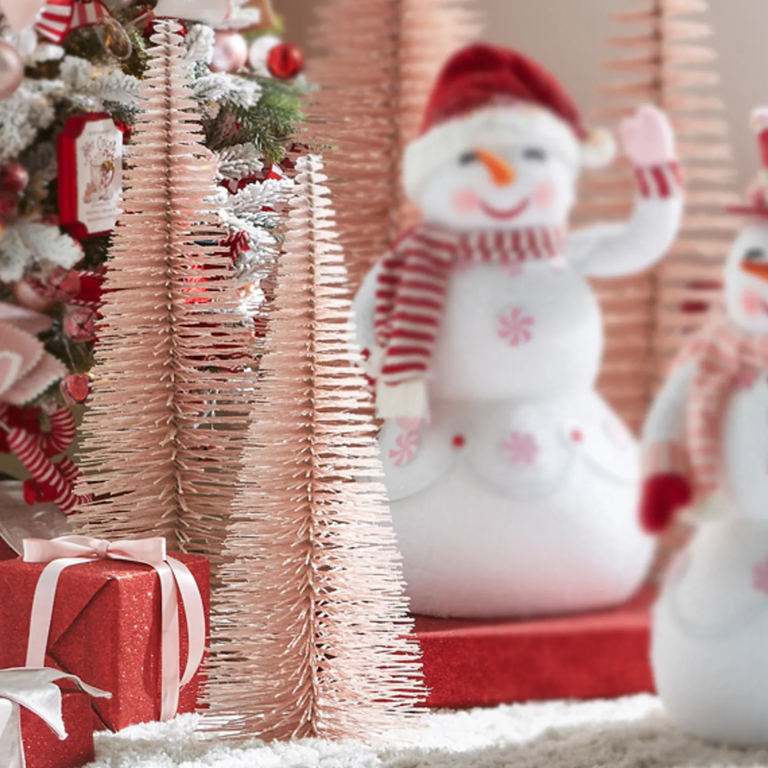 Sale The Jolly Christmas Shop Raz 24" Pink Bottle Brush Trees Christmas Decorations 4306107