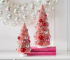 The Jolly Christmas Shop Raz 12" Pink Christmas Bottle Brush Tree With Ornaments 4416190