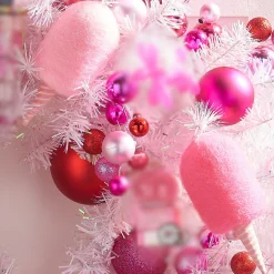 Best The Jolly Christmas Shop Raz 6.5" Pink Cotton Candy Christmas Ornament Set Of 2 4420034