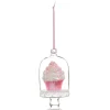 Best The Jolly Christmas Shop Raz 4" Pink Cupcake In Cloche Glass Christmas Ornament 4452863