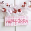 New The Jolly Christmas Shop Raz 21.5" Pink Gingham Merry Christmas Christmas Sign 4457360