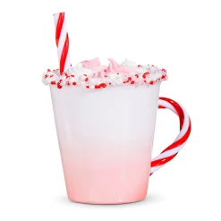 New The Jolly Christmas Shop Raz 4.5" Pink Hot Chocolate Glass Christmas Ornament 4352860
