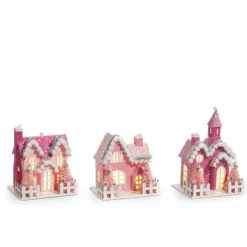 New The Jolly Christmas Shop Raz 5" Pink House Village Christmas Ornament 4412533