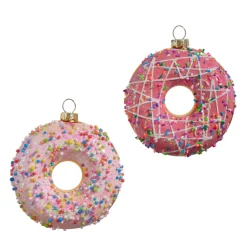 Online The Jolly Christmas Shop Raz 4" Pink Iced Donut Glass Christmas Ornament 4412514