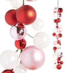 New The Jolly Christmas Shop Raz 4' Pink, Red, And White Ball Garland G4332700