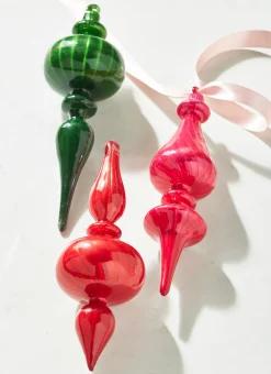 Discount The Jolly Christmas Shop Raz 9.75" Pink, Red, Or Green Blown Glass Finial Christmas Ornament 4322881